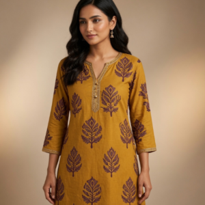 Pink striped kurta